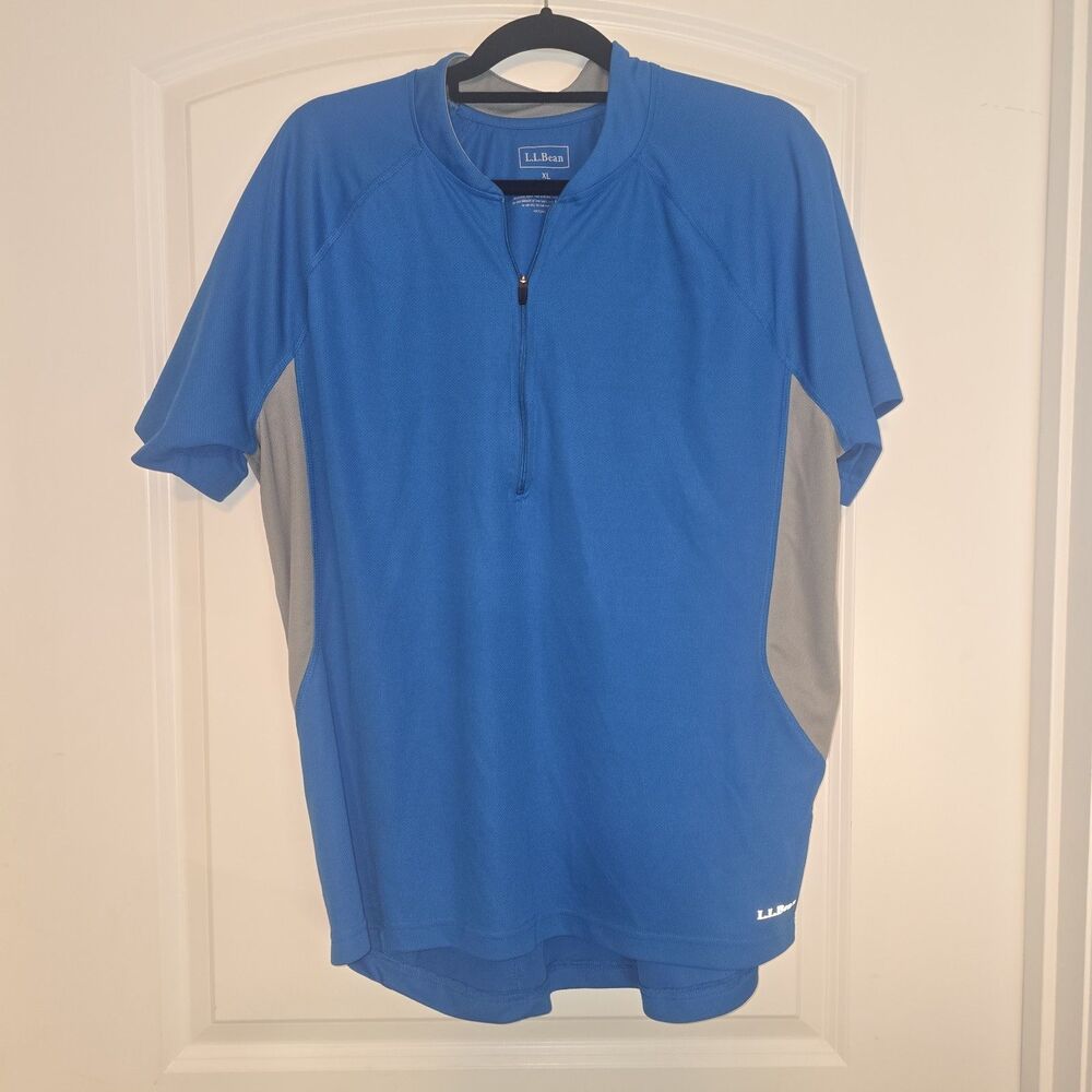 L.L. Bean Mens Blue Quarter-Zip Pullover Athletic Shirt Medium